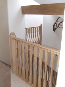 Oak staircase balustrade by Awlwood Joinery North Devon Ltd