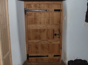 Internal view of rustic Oak Door & Frame showing traditional Ironwork